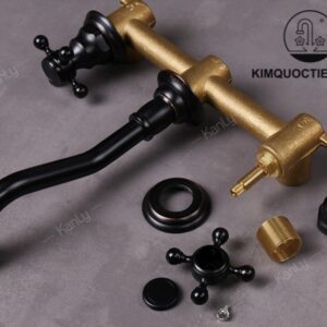 Vòi Gắn Tường Kanly GCT08B Nóng Lạnh Bằng Đồng Màu Đen