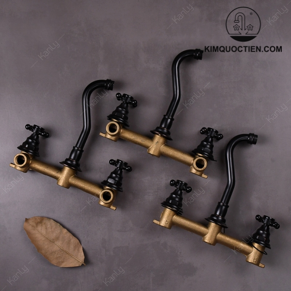 Vòi Gắn Tường Kanly GCT08B Nóng Lạnh Bằng Đồng Màu Đen