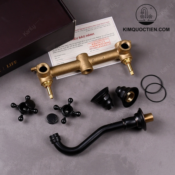 Vòi Gắn Tường Kanly GCT08B Nóng Lạnh Bằng Đồng Màu Đen