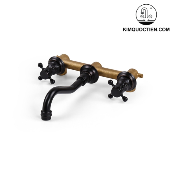 Vòi Gắn Tường Kanly GCT08B Nóng Lạnh Bằng Đồng Màu Đen