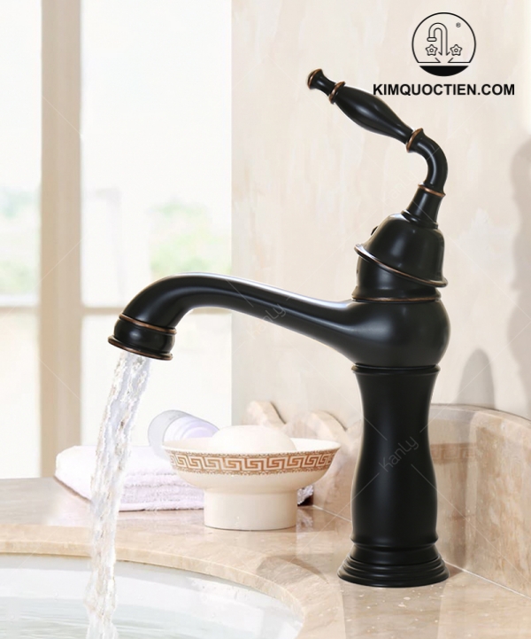 Vòi Lavabo Kanly GCV14B Nóng Lạnh Cổ Điển Màu Đen