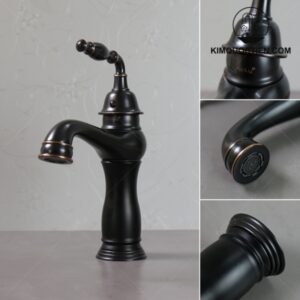 Vòi Lavabo Kanly GCV14B Nóng Lạnh Cổ Điển Màu Đen