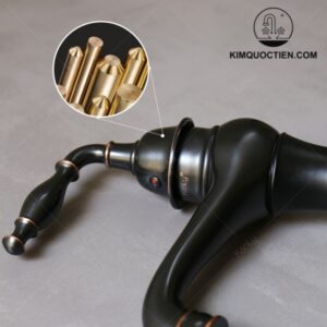 Vòi Lavabo Kanly GCV14B Nóng Lạnh Cổ Điển Màu Đen