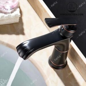Vòi Lavabo Kanly GCV41B Nóng Lạnh Bằng Đồng Màu Đen