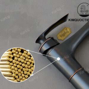 Vòi Lavabo Kanly GCV41B Nóng Lạnh Bằng Đồng Màu Đen