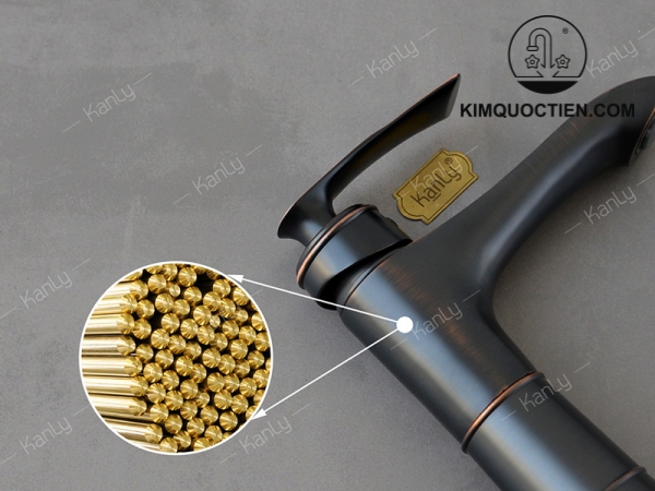 Vòi Lavabo Kanly GCV41B Nóng Lạnh Bằng Đồng Màu Đen