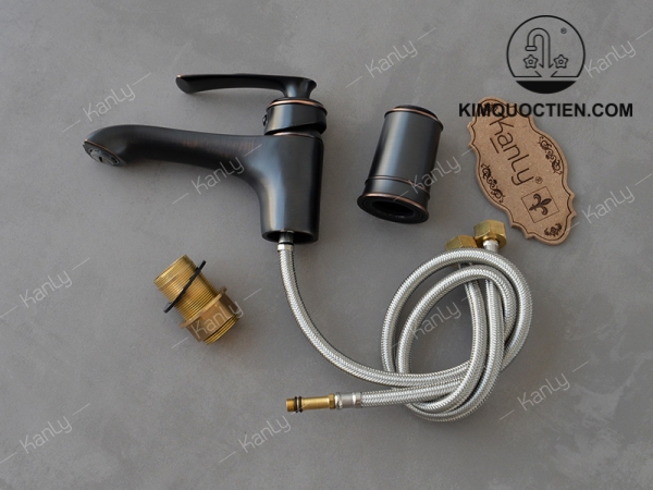 Vòi Lavabo Kanly GCV41B Nóng Lạnh Bằng Đồng Màu Đen
