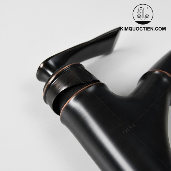 Vòi Lavabo Kanly GCV42B Nóng Lạnh Có Rút Dây Màu Đen