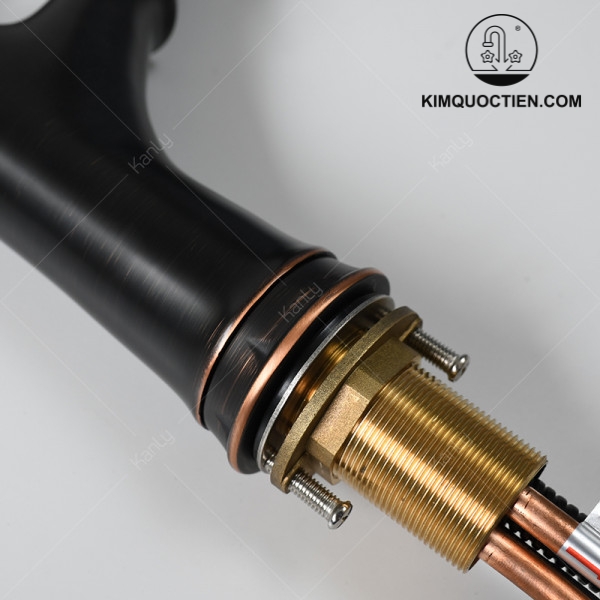 Vòi Lavabo Kanly GCV42B Nóng Lạnh Có Rút Dây Màu Đen