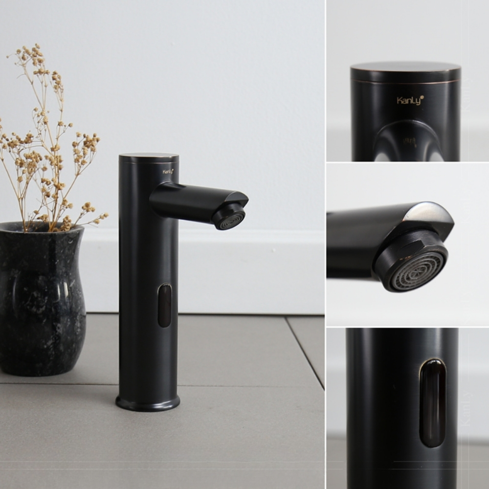 Vòi Lavabo Kanly GCVC1B Cảm Ứng Bằng Đồng Màu Đen