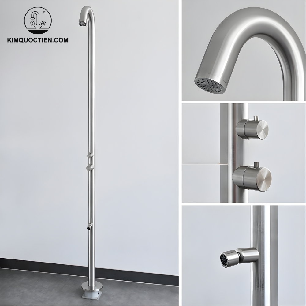 Sen Cây Tắm Đứng Kanly KLS9015W Nóng Lạnh Đặt Sàn Ngoài Trời Màu Trắng