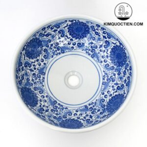 Chậu lavabo sứ hoa văn mỹ thuật SU121