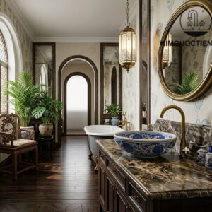 Chậu lavabo sứ hoa văn mỹ thuật SU121