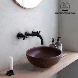 Chậu Lavabo Kanly SU511 Đặt Bàn Sứ Tròn Màu Nâu