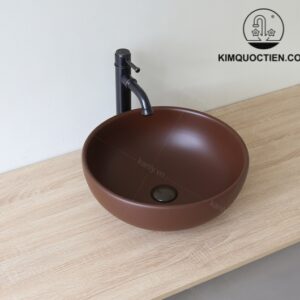 Chậu Lavabo Kanly SU511 Đặt Bàn Sứ Tròn Màu Nâu