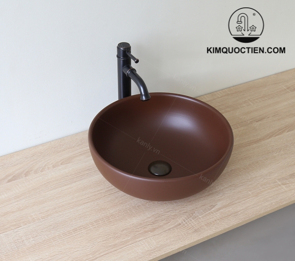 Chậu Lavabo Kanly SU511 Đặt Bàn Sứ Tròn Màu Nâu
