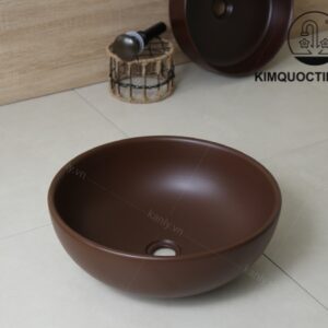 Chậu Lavabo Kanly SU511 Đặt Bàn Sứ Tròn Màu Nâu