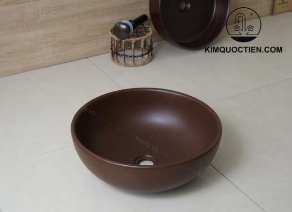 Chậu Lavabo Kanly SU511 Đặt Bàn Sứ Tròn Màu Nâu