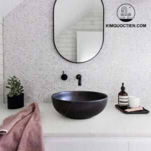 Chậu Lavabo Kanly SU512 Đặt Bàn Sứ Tròn Màu Đen