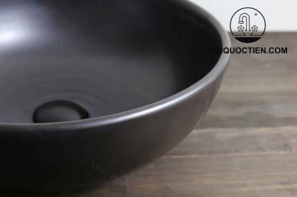 Chậu Lavabo Kanly SU512 Đặt Bàn Sứ Tròn Màu Đen