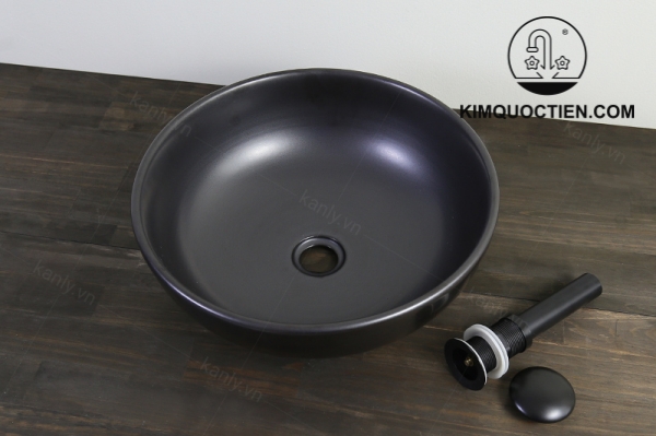 Chậu Lavabo Kanly SU512 Đặt Bàn Sứ Tròn Màu Đen