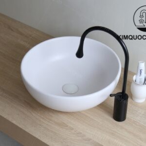 Chậu Lavabo Kanly SU513 Đặt Bàn Sứ Tròn Màu Trắng