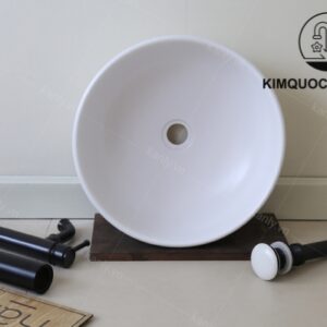 Chậu Lavabo Kanly SU513 Đặt Bàn Sứ Tròn Màu Trắng