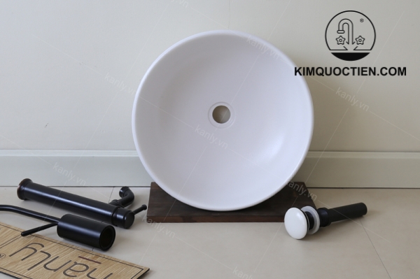 Chậu Lavabo Kanly SU513 Đặt Bàn Sứ Tròn Màu Trắng
