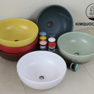 Chậu Lavabo Kanly SU513 Đặt Bàn Sứ Tròn Màu Trắng