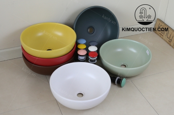 Chậu Lavabo Kanly SU513 Đặt Bàn Sứ Tròn Màu Trắng