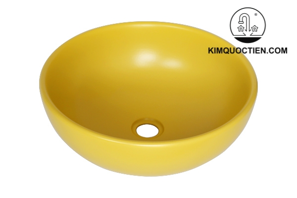 Chậu Lavabo Kanly SU514 Đặt Bàn Sứ Tròn Màu Vàng