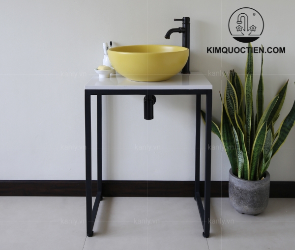 Chậu Lavabo Kanly SU514 Đặt Bàn Sứ Tròn Màu Vàng