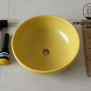 Chậu Lavabo Kanly SU514 Đặt Bàn Sứ Tròn Màu Vàng