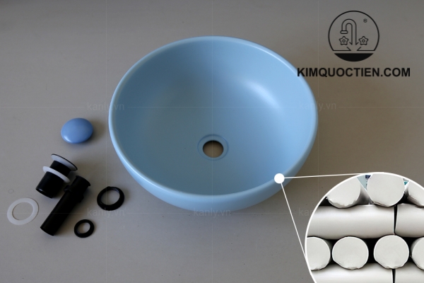 Chậu Lavabo Kanly SU515 Đặt Bàn Sứ Tròn Màu Xanh