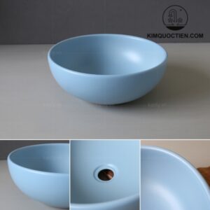 Chậu Lavabo Kanly SU515 Đặt Bàn Sứ Tròn Màu Xanh