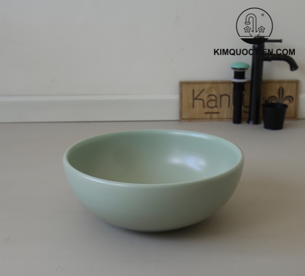 Chậu Lavabo Kanly SU516 Đặt Bàn Sứ Tròn Màu Xanh Ngọc