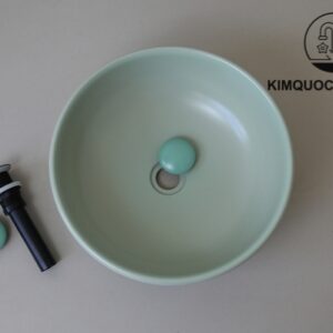Chậu Lavabo Kanly SU516 Đặt Bàn Sứ Tròn Màu Xanh Ngọc