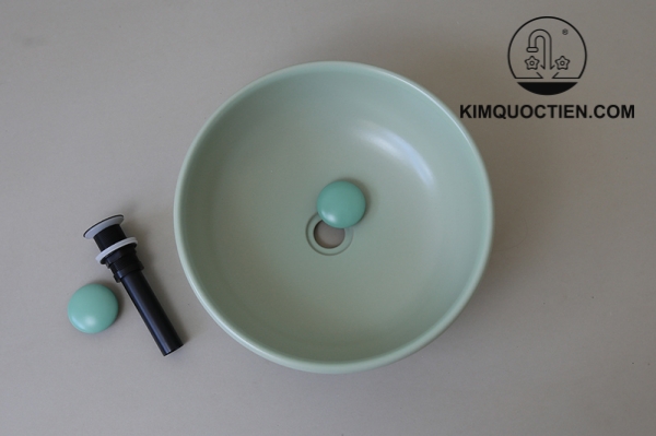 Chậu Lavabo Kanly SU516 Đặt Bàn Sứ Tròn Màu Xanh Ngọc