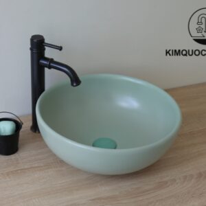 Chậu Lavabo Kanly SU516 Đặt Bàn Sứ Tròn Màu Xanh Ngọc