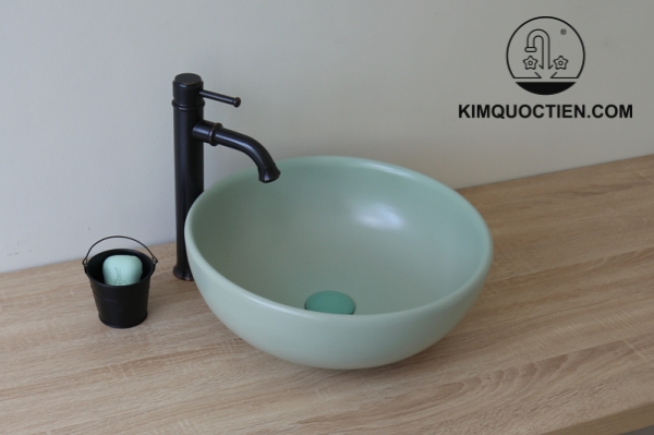 Chậu Lavabo Kanly SU516 Đặt Bàn Sứ Tròn Màu Xanh Ngọc