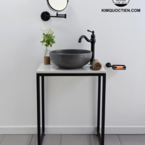 Chậu Lavabo Kanly SU517 Đặt Bàn Sứ Tròn Màu Xám