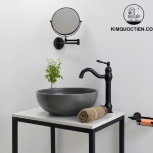 Chậu Lavabo Kanly SU517 Đặt Bàn Sứ Tròn Màu Xám