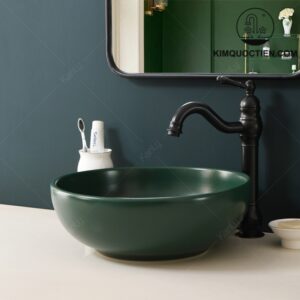 Chậu Lavabo Kanly SU519 Đặt Bàn Sứ Tròn Màu Xanh Lá