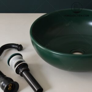 Chậu Lavabo Kanly SU519 Đặt Bàn Sứ Tròn Màu Xanh Lá