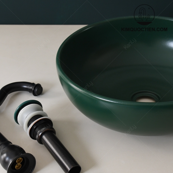 Chậu Lavabo Kanly SU519 Đặt Bàn Sứ Tròn Màu Xanh Lá
