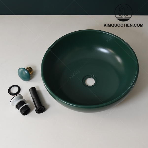 Chậu Lavabo Kanly SU519 Đặt Bàn Sứ Tròn Màu Xanh Lá