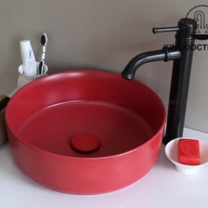 Chậu Lavabo Kanly SU528 Đặt Bàn Sứ Tròn Màu Đỏ