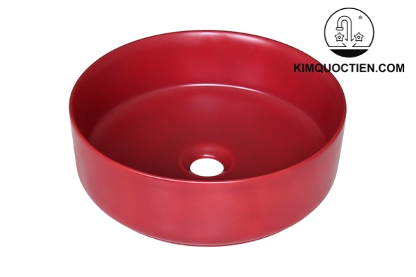 Chậu Lavabo Kanly SU528 Đặt Bàn Sứ Tròn Màu Đỏ