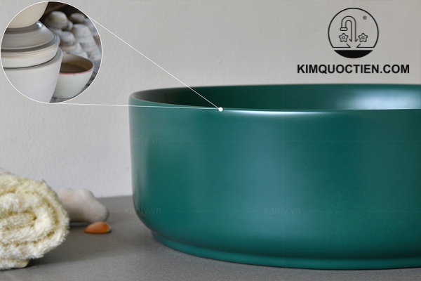 Chậu Lavabo Kanly SU529 Đặt Bàn Sứ Tròn Màu Xanh