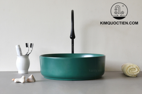 Chậu Lavabo Kanly SU529 Đặt Bàn Sứ Tròn Màu Xanh